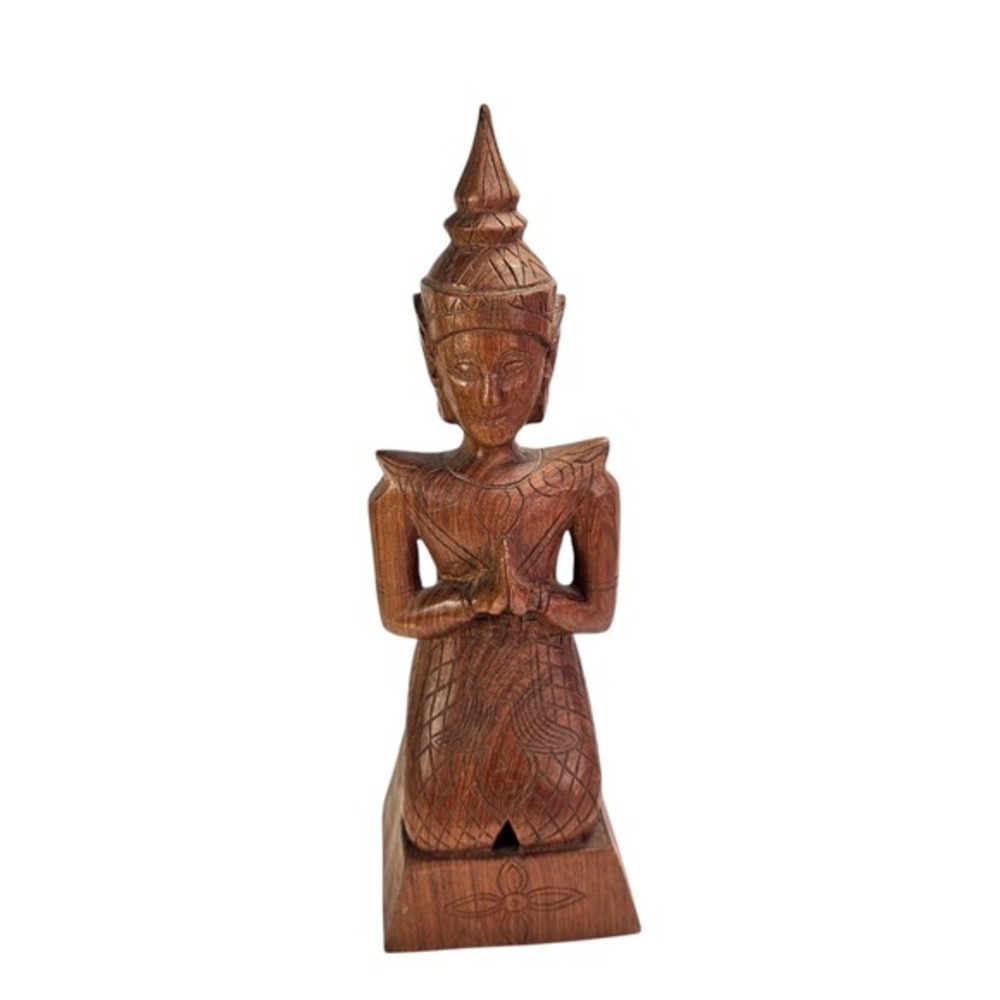 Kneeling Praying Thai Buddhist Statue Figurine Resin 11 Inch Home Decor READ‎